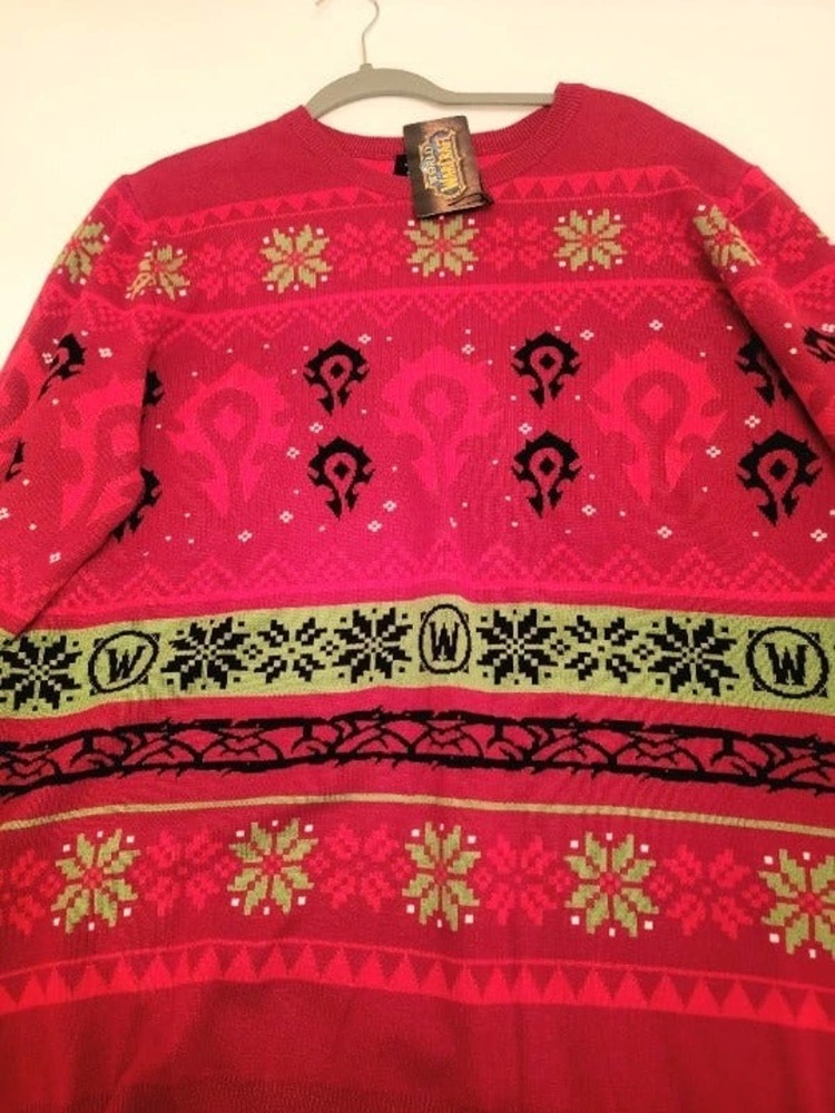 World or Warcraft Horde Ugly Holiday Sweater, Red, X-Large
